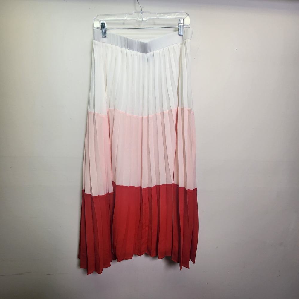 Lulus Perfectly Punctual Tiered Pleated Maxi Skirt Colorblock XL Zip Elastic
